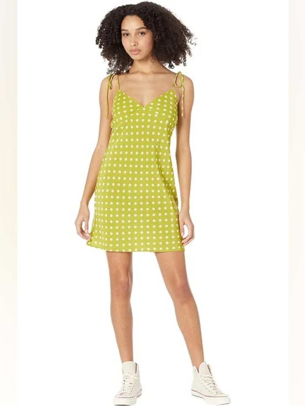 Nwot Levi's Gem Tie Strap Slip Mini Dress Green Daisy Floral Size S